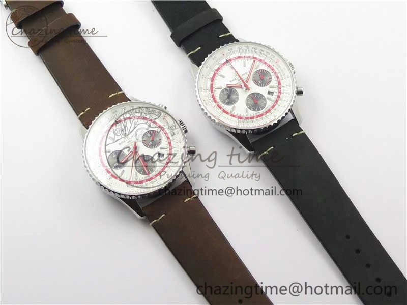 Navitimer B01 Chronograph 43 TWA Edition SS AIF White Dial on Air Racer Bracelet A7750