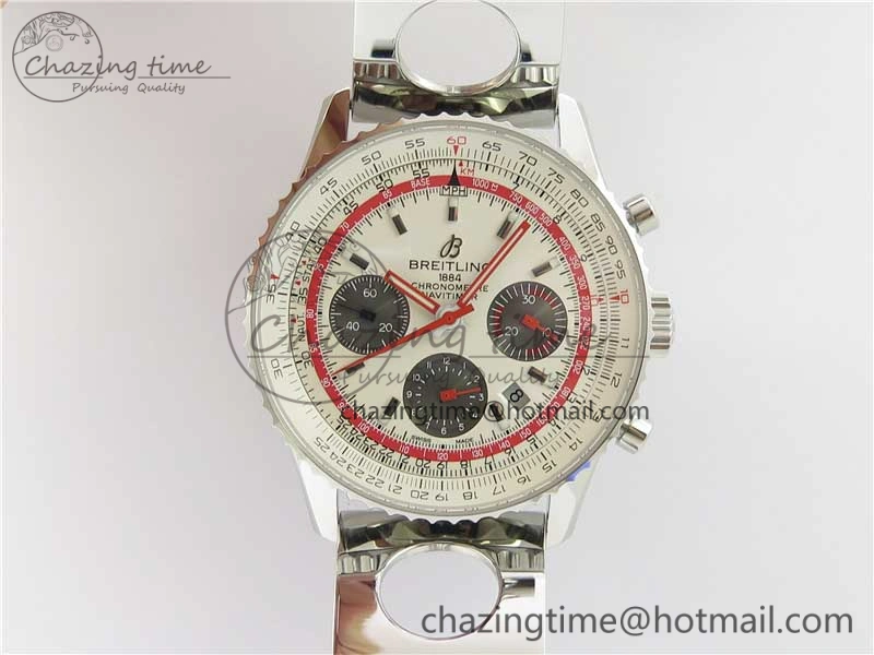 Navitimer B01 Chronograph 43 TWA Edition SS AIF White Dial on Air Racer Bracelet A7750