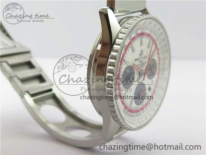 Navitimer B01 Chronograph 43 TWA Edition SS AIF White Dial on Air Racer Bracelet A7750