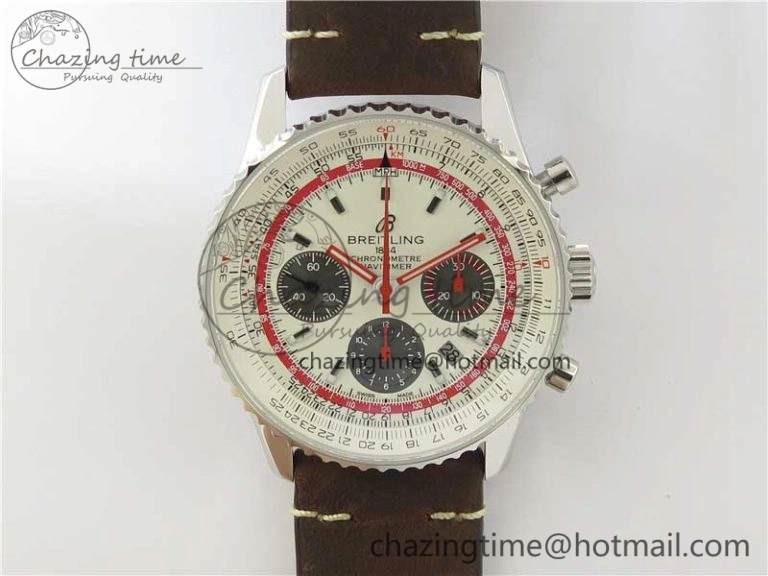 Navitimer B01 Chronograph 43 TWA Edition SS AIF White Dial on Air Racer Bracelet A7750