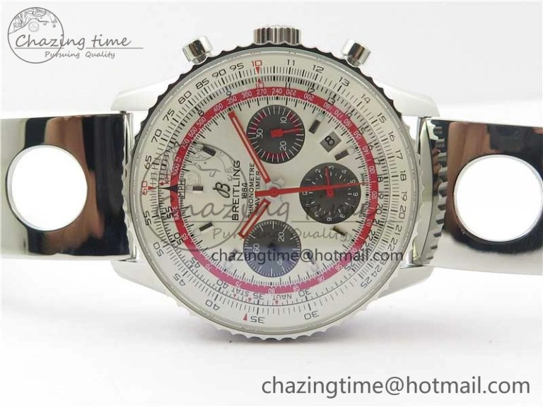 Navitimer B01 Chronograph 43 TWA Edition SS AIF White Dial on Air Racer Bracelet A7750