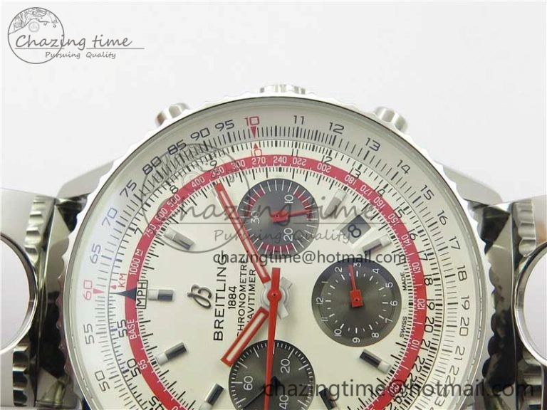 Navitimer B01 Chronograph 43 TWA Edition SS AIF White Dial on Air Racer Bracelet A7750
