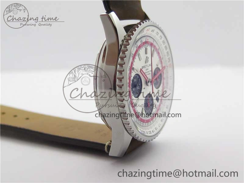 Navitimer B01 Chronograph 43 TWA Edition SS OXF White Dial Steel Markers on Brown Leather Strap A7750
