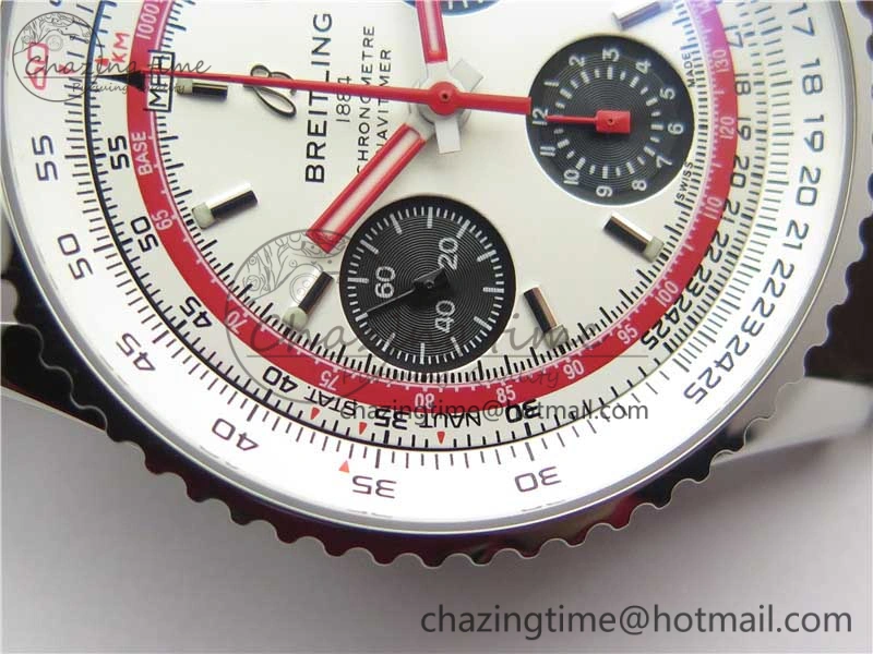 Navitimer B01 Chronograph 43 TWA Edition SS OXF White Dial Steel Markers on Brown Leather Strap A7750