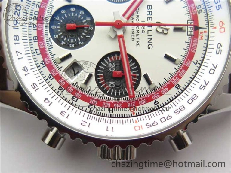 Navitimer B01 Chronograph 43 TWA Edition SS OXF White Dial Steel Markers on Brown Leather Strap A7750