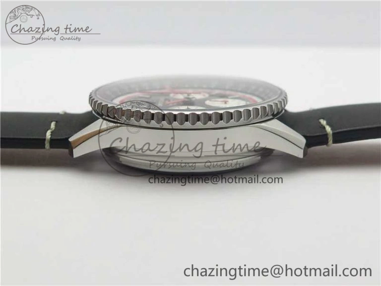 Navitimer B01 Chronograph 43 TWA Edition SS V9F 1:1 Black Dial on Black Leather Strap A7750