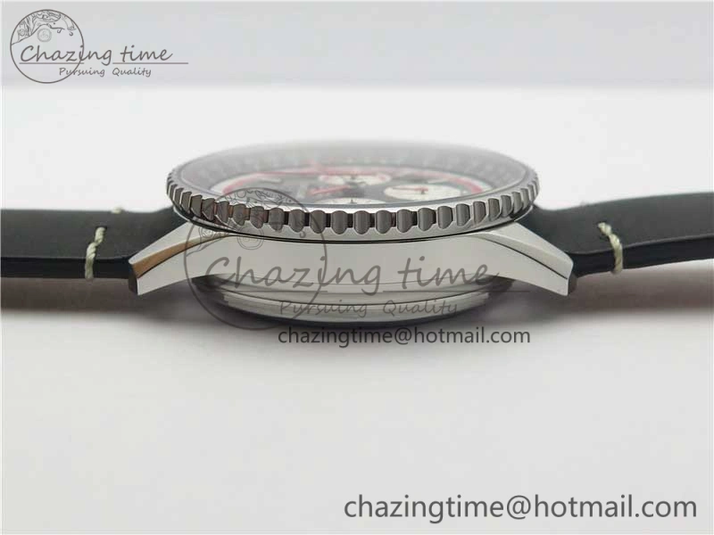 Navitimer B01 Chronograph 43 TWA Edition SS V9F 1:1 Black Dial on Black Leather Strap A7750
