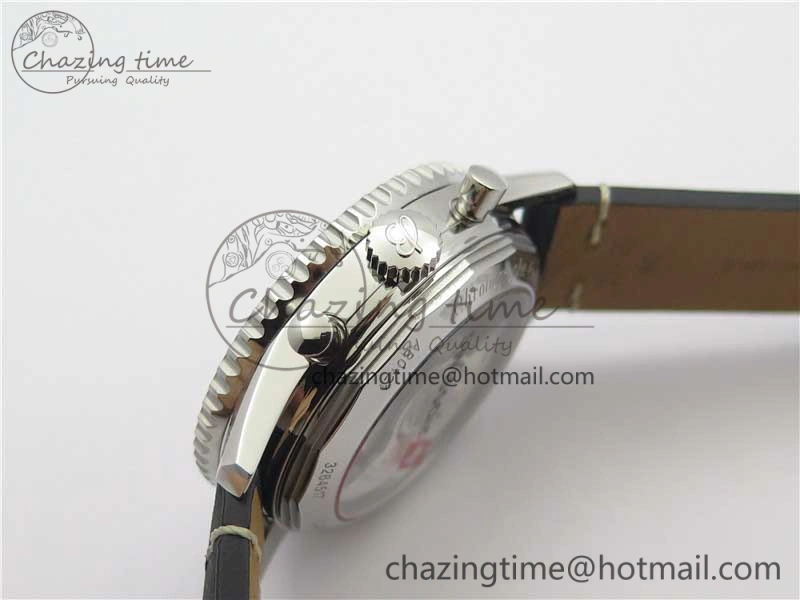 Navitimer B01 Chronograph 43 TWA Edition SS V9F 1:1 Black Dial on Black Leather Strap A7750