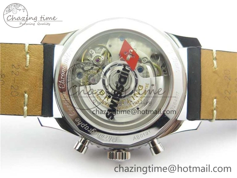 Navitimer B01 Chronograph 43 TWA Edition SS V9F 1:1 Black Dial on Black Leather Strap A7750