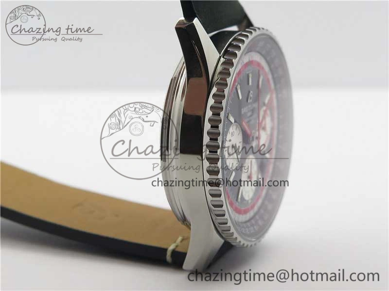 Navitimer B01 Chronograph 43 TWA Edition SS V9F 1:1 Black Dial on Black Leather Strap A7750