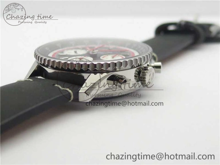 Navitimer B01 Chronograph 43 TWA Edition SS V9F 1:1 Black Dial on Black Leather Strap A7750