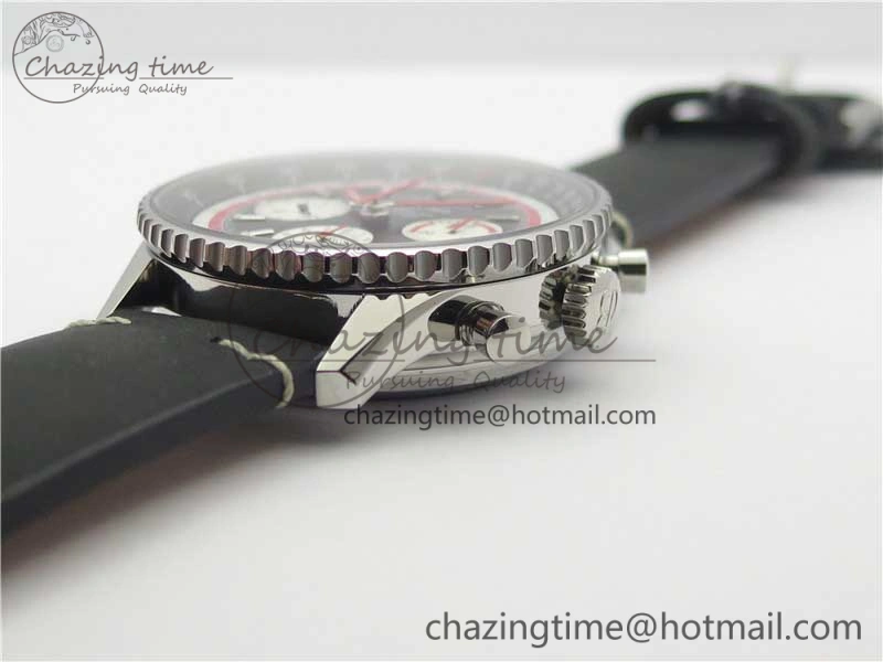 Navitimer B01 Chronograph 43 TWA Edition SS V9F 1:1 Black Dial on Black Leather Strap A7750