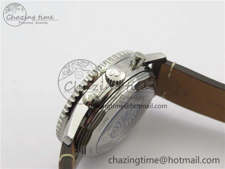 Navitimer B01 Chronograph 43 TWA Edition SS V9F 1:1 Blue Dial on Brown Leather Strap A7750