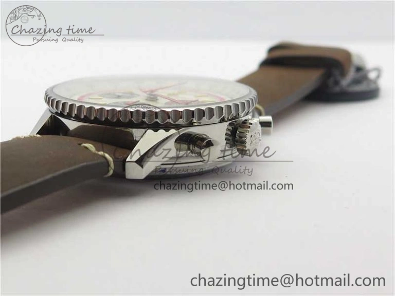 Navitimer B01 Chronograph 43 TWA Edition SS V9F 1:1 Blue Dial on Brown Leather Strap A7750