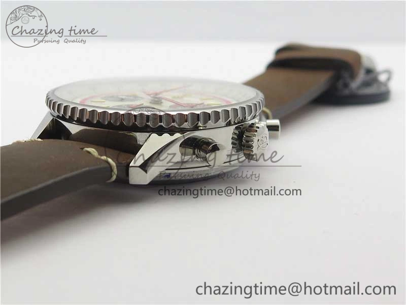 Navitimer B01 Chronograph 43 TWA Edition SS V9F 1:1 Blue Dial on Brown Leather Strap A7750