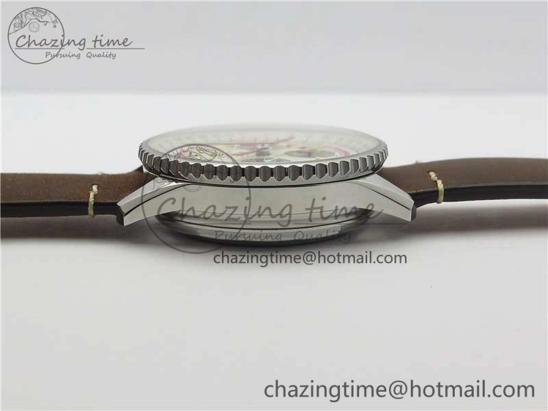 Navitimer B01 Chronograph 43 TWA Edition SS V9F 1:1 Blue Dial on Brown Leather Strap A7750