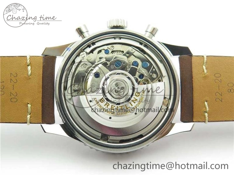 Navitimer B01 Chronograph 43 TWA Edition SS V9F 1:1 Blue Dial on Brown Leather Strap A7750