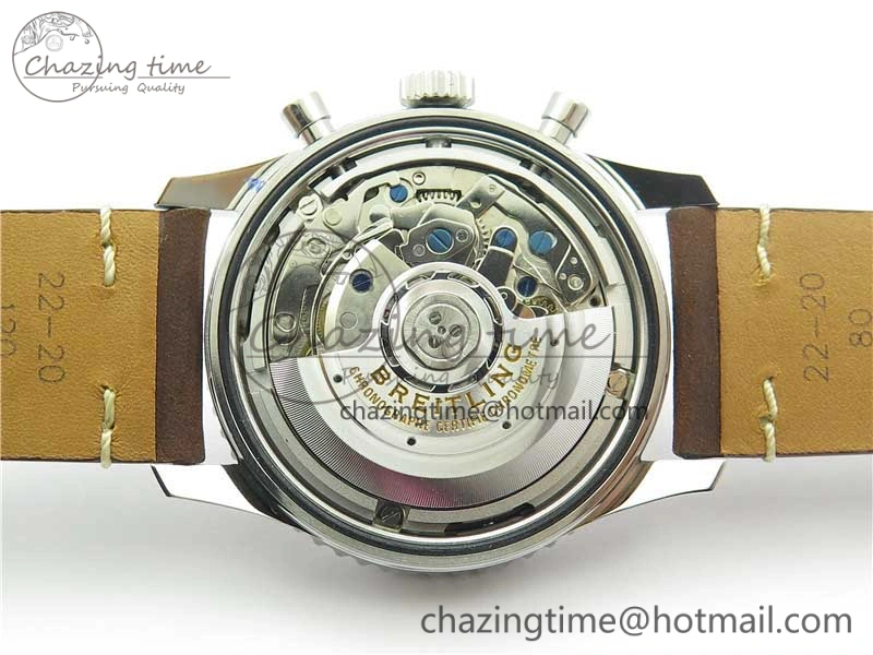 Navitimer B01 Chronograph 43 TWA Edition SS V9F 1:1 Blue Dial on Brown Leather Strap A7750