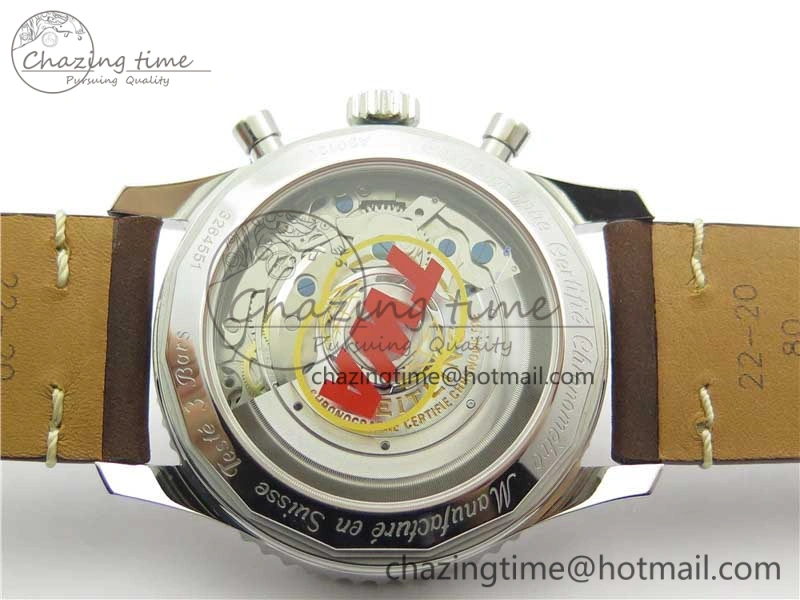 Navitimer B01 Chronograph 43 TWA Edition SS V9F 1:1 White Dial on Brown Leather Strap A7750