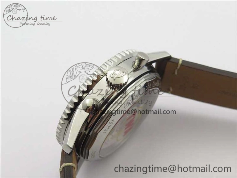 Navitimer B01 Chronograph 43 TWA Edition SS V9F 1:1 White Dial on Brown Leather Strap A7750