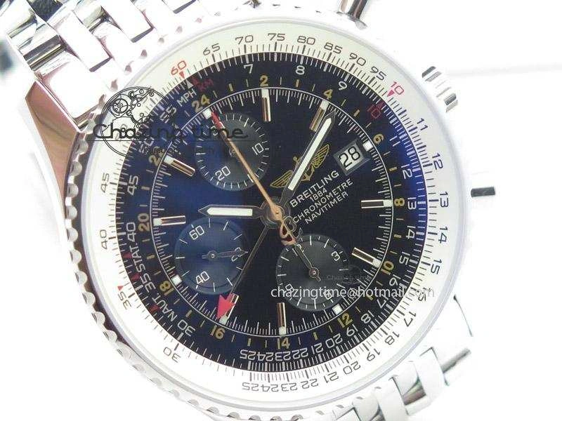 Navitimer GMT SS Black Dial On SS Bracelet BP Maker 1:1 Best Edition A7750