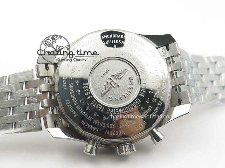 Navitimer GMT SS Black Dial On SS Bracelet BP Maker 1:1 Best Edition A7750