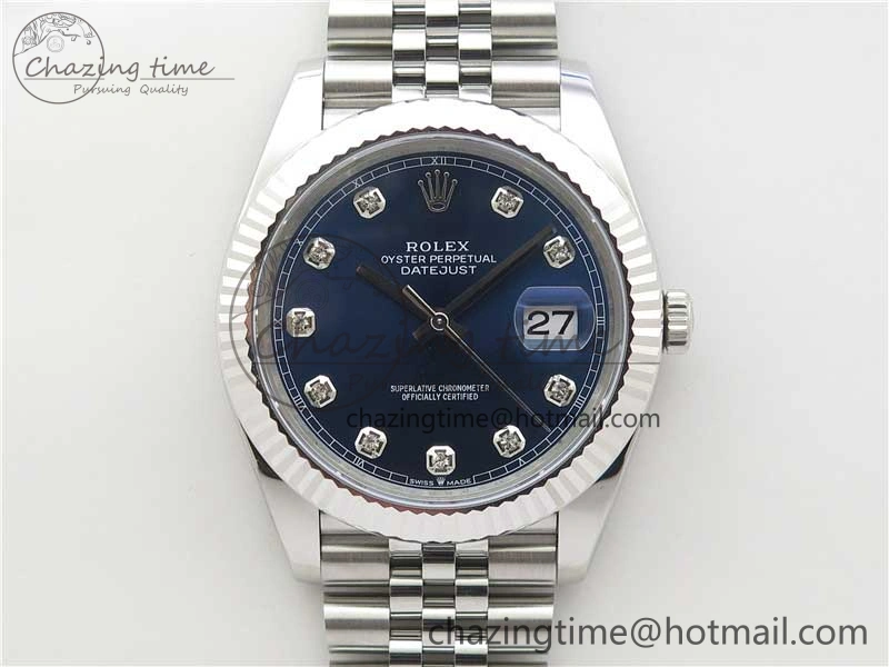 New DateJust 41 126334 ARF 1:1 Best Edition 904L Steel Blue Diamonds Dial on Jubilee Bracelet A2824