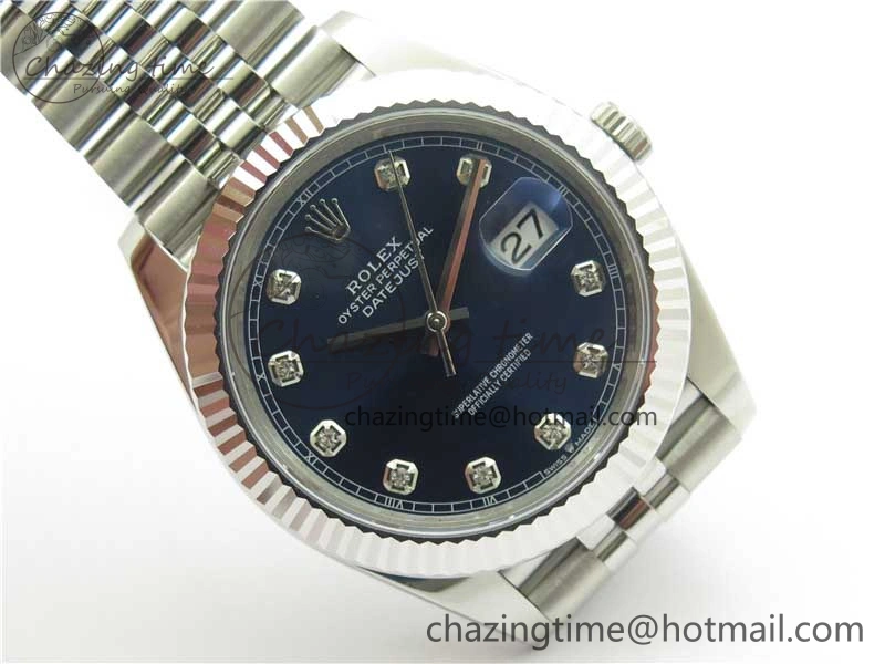 New DateJust 41 126334 ARF 1:1 Best Edition 904L Steel Blue Diamonds Dial on Jubilee Bracelet A2824