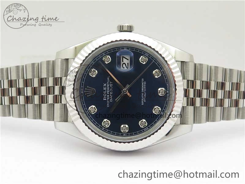 New DateJust 41 126334 ARF 1:1 Best Edition 904L Steel Blue Diamonds Dial on Jubilee Bracelet A2824