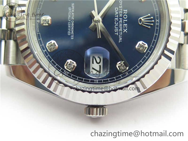New DateJust 41 126334 ARF 1:1 Best Edition 904L Steel Blue Diamonds Dial on Jubilee Bracelet A2824