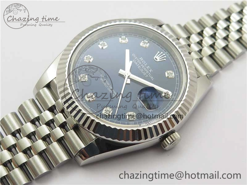 New DateJust 41 126334 ARF 1:1 Best Edition 904L Steel Blue Diamonds Dial on Jubilee Bracelet A2824