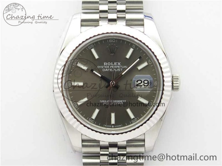 New DateJust 41 126334 ARF 1:1 Best Edition 904L Steel Gray Dial on Jubilee Bracelet A2824 V3