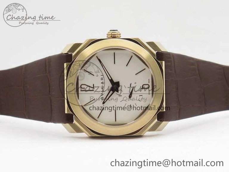 OCTO 12028 RG JL Best Edition White Dial On Brown Leather Strap A2824