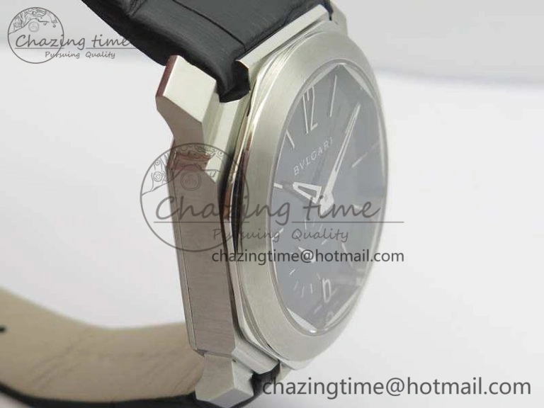 OCTO 12028 SS JL Best Edition Black Dial On Black Leather Strap A2824