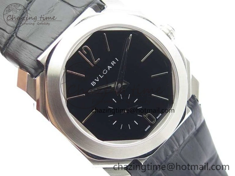 OCTO 12028 SS JL Best Edition Black Dial On Black Leather Strap A2824