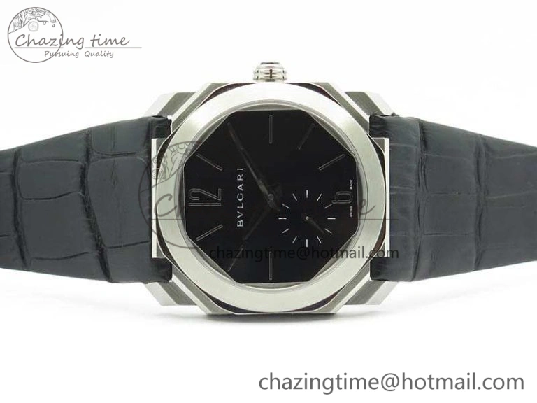 OCTO 12028 SS JL Best Edition Black Dial On Black Leather Strap A2824