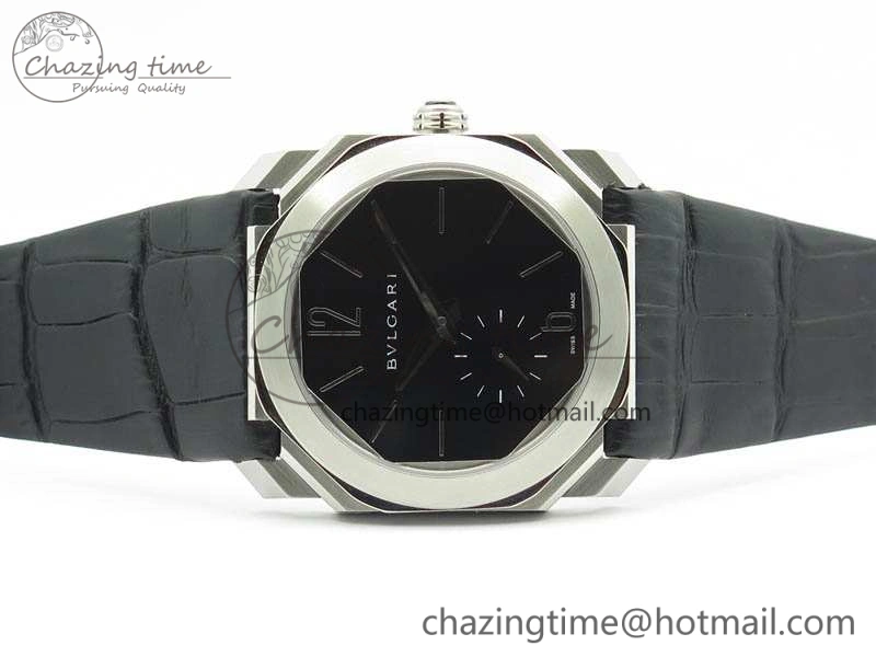 OCTO 12028 SS JL Best Edition Black Dial On Black Leather Strap A2824