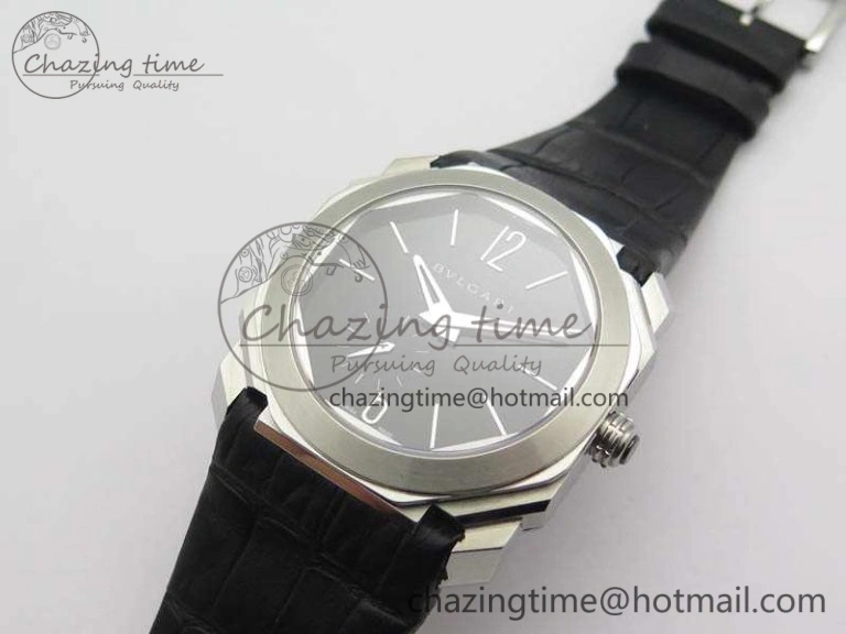 OCTO 12028 SS JL Best Edition Black Dial On Black Leather Strap A2824
