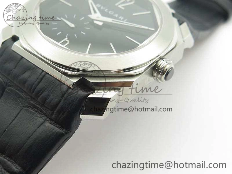 OCTO 12028 SS JL Best Edition Black Dial On Black Leather Strap A2824