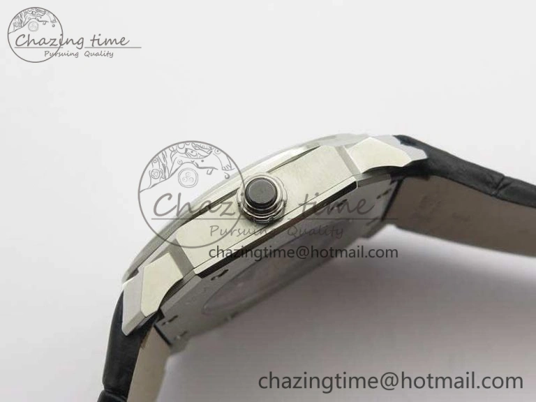 OCTO 12028 SS JL Best Edition Black Dial On Black Leather Strap A2824