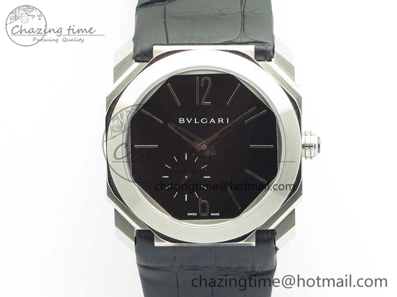 OCTO 12028 SS JL Best Edition Black Dial On Black Leather Strap A2824
