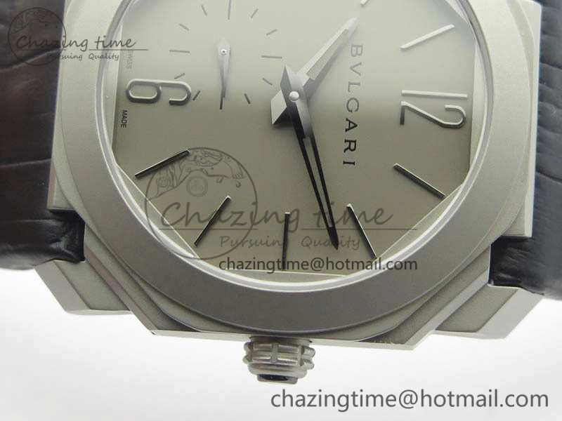 OCTO 12028 Satin Polished SS JL Best Edition Gray Dial On Black Leather Strap