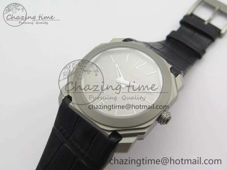 OCTO 12028 Satin Polished SS JL Best Edition Gray Dial On Black Leather Strap