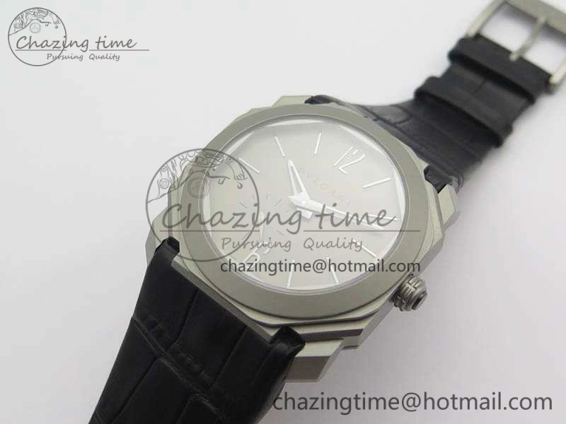 OCTO 12028 Satin Polished SS JL Best Edition Gray Dial On Black Leather Strap