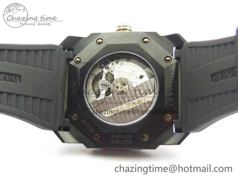 OCTO DLC JL 1:1 Best Edition Black Dial RG Markers On Rubber Strap BVL193 ( Free Leather Strap)