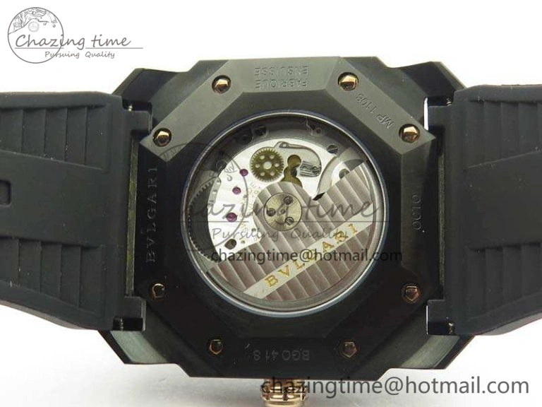 OCTO DLC JL 1:1 Best Edition Black Dial RG Markers On Rubber Strap BVL193 ( Free Leather Strap)