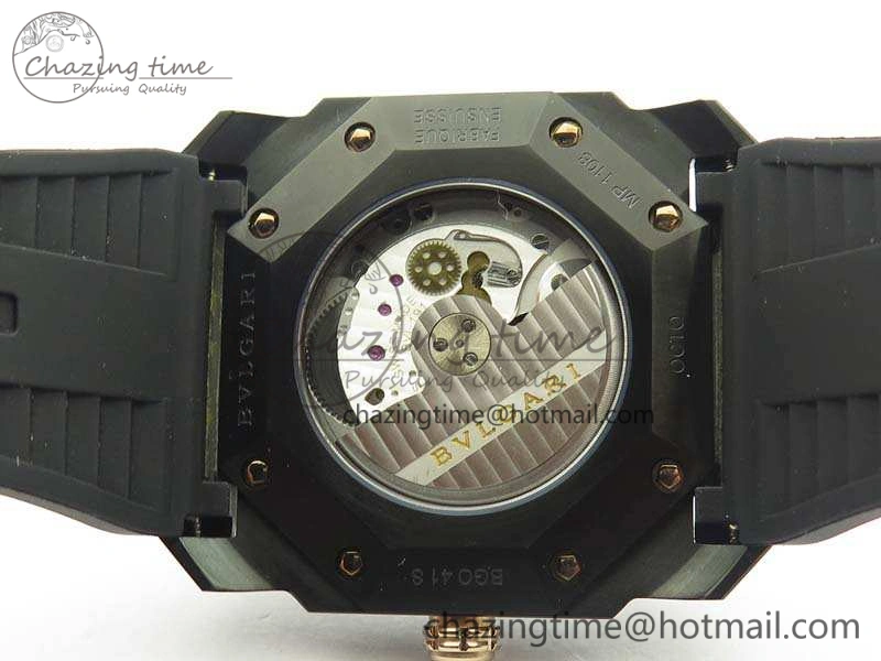 OCTO DLC JL 1:1 Best Edition Black Dial RG Markers On Rubber Strap BVL193 ( Free Leather Strap)