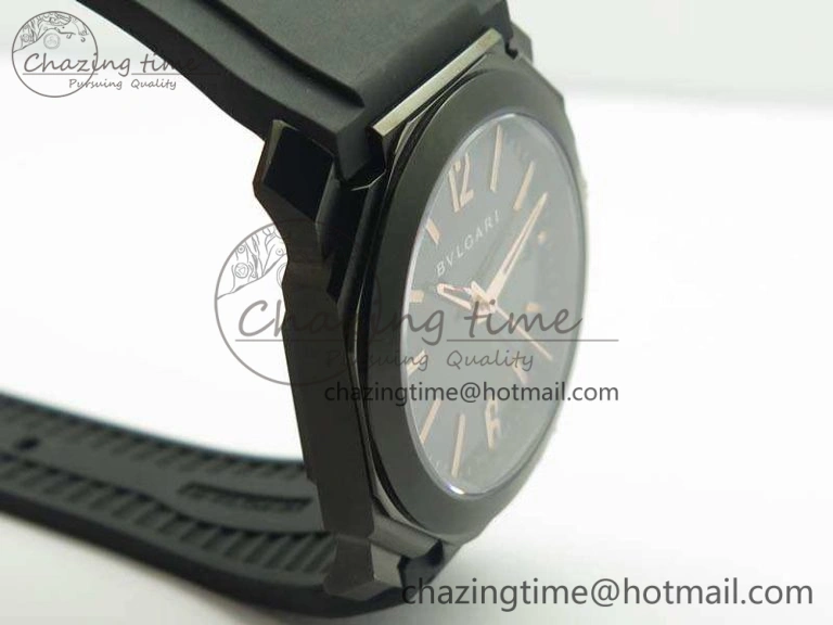 OCTO DLC JL 1:1 Best Edition Black Dial RG Markers On Rubber Strap BVL193 ( Free Leather Strap)