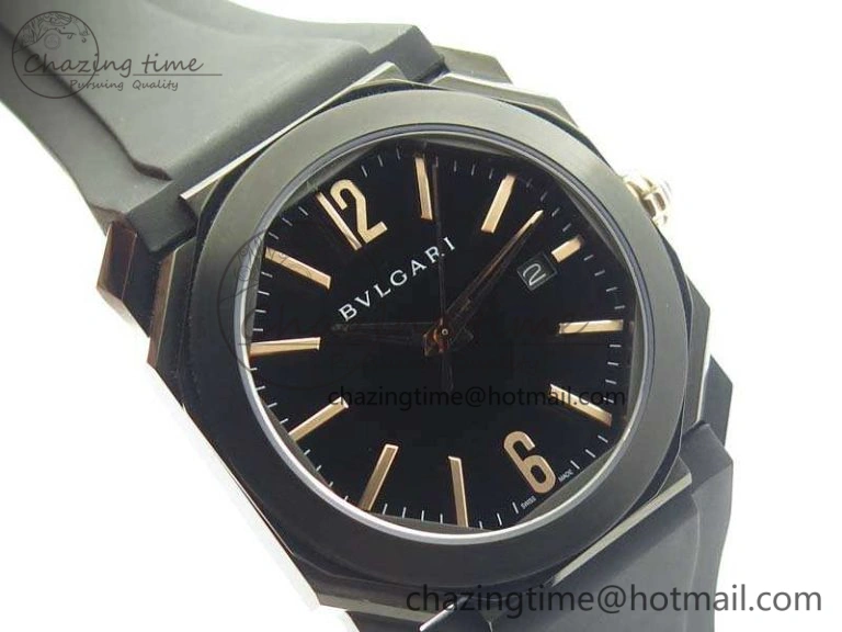 OCTO DLC JL 1:1 Best Edition Black Dial RG Markers On Rubber Strap BVL193 ( Free Leather Strap)