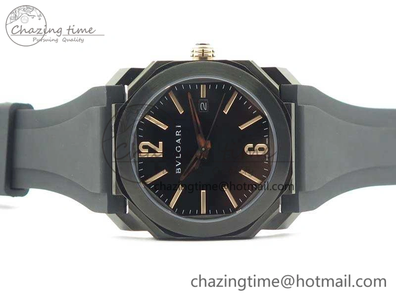 OCTO DLC JL 1:1 Best Edition Black Dial RG Markers On Rubber Strap BVL193 ( Free Leather Strap)